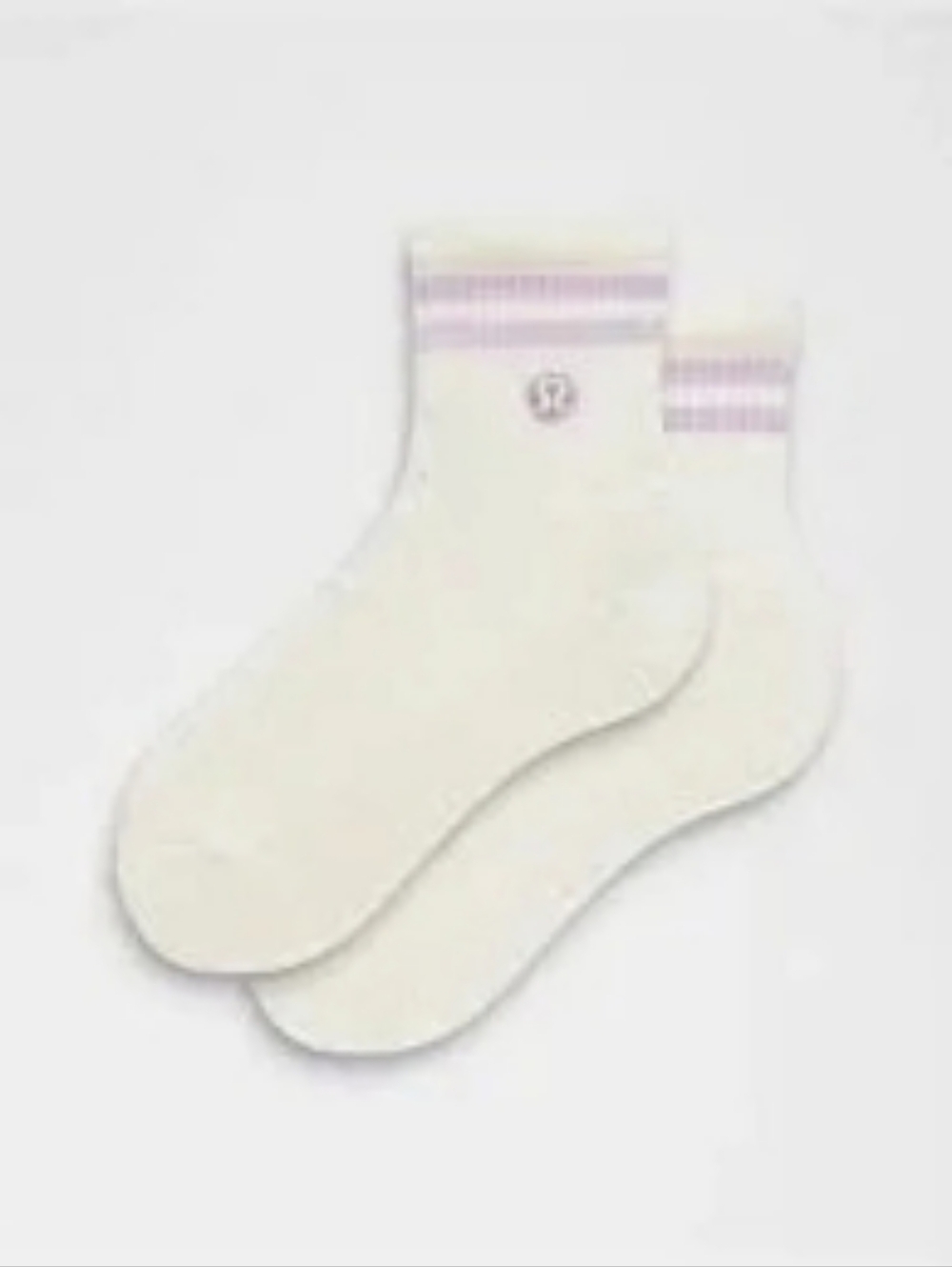 lululemon Unisex Daily Essential Quarter Socks Stripe Cream & Purple Medium